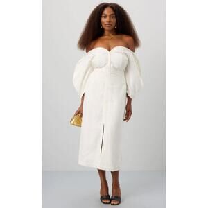 Mara Hoffman Leonara Off-White Off the Shoulder Cocktail  Dress